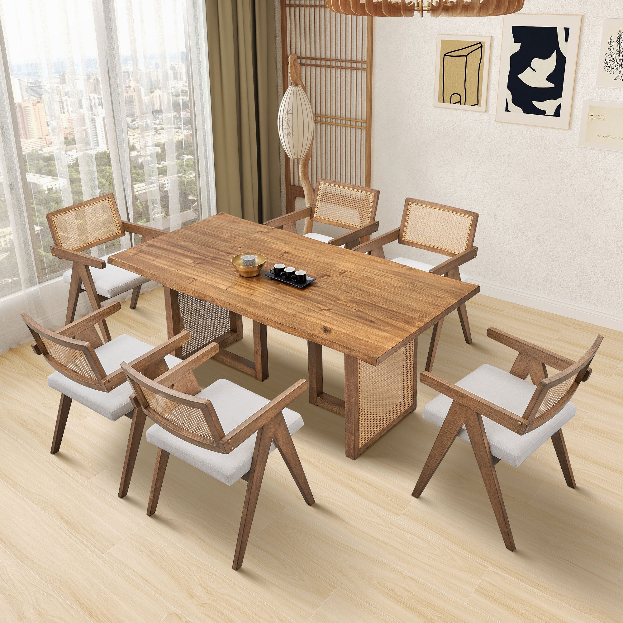 86.61 Inch Oversize Rectangular Waves Dining Table
