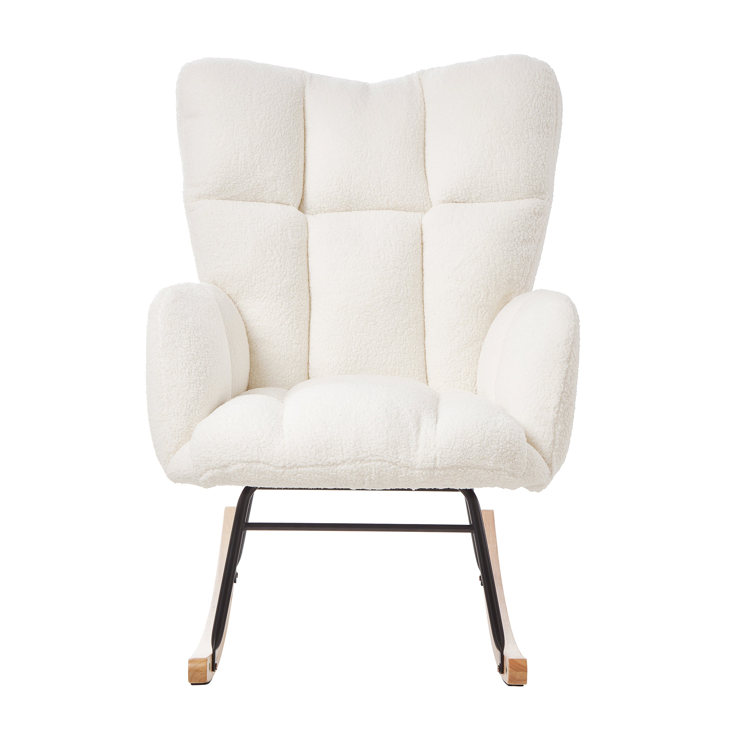 Tufted Upholstered Teddy Fabric Glider Rocking Chair