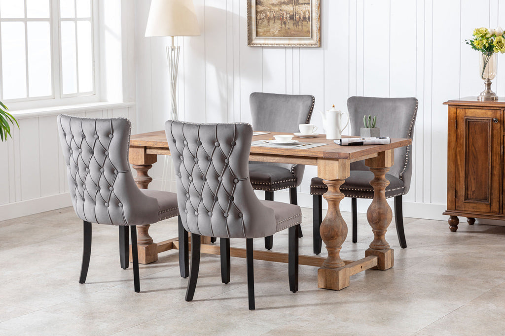 Modern Velvet Upholstered Wing-Back Dining Chairs (Set of 2)
