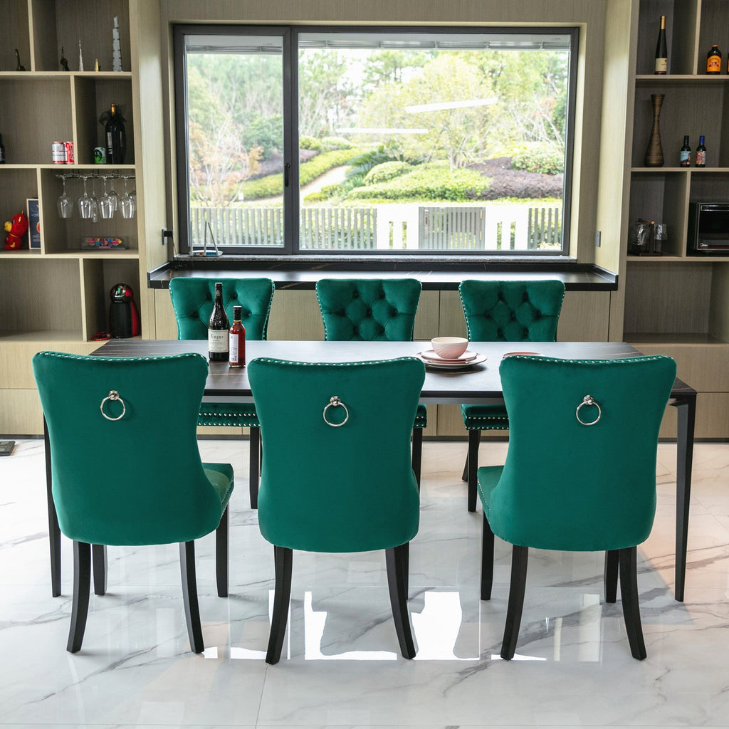 Modern High-end Tufted Solid Wood Velvet Dining Chair(Set of 2)
