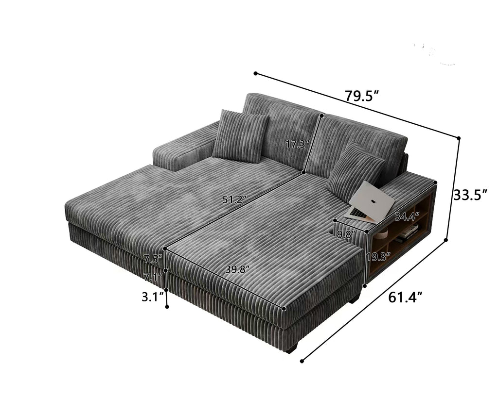 Convertible Sleeper Sectional Sofa with Storage