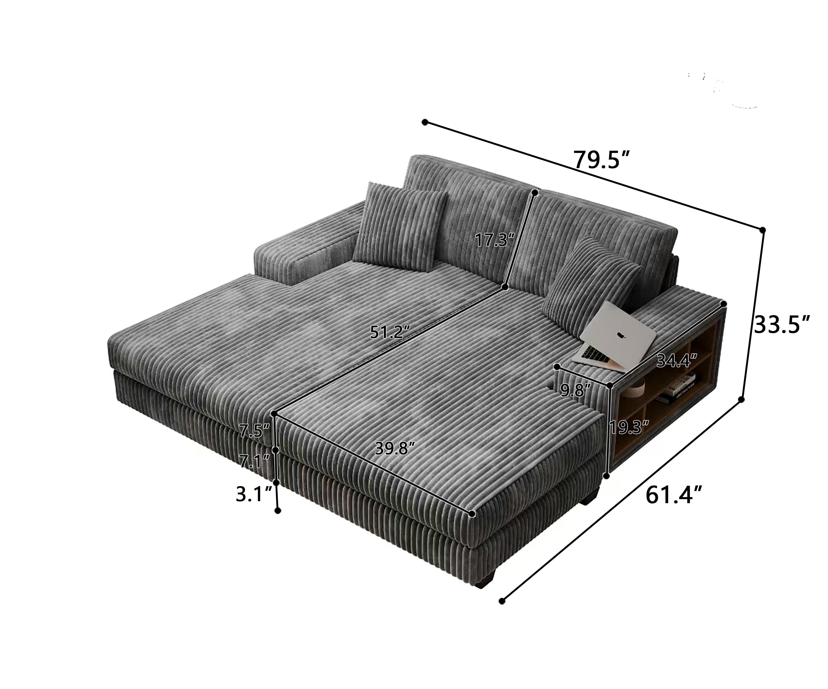 Convertible Sleeper Sectional Sofa with Storage