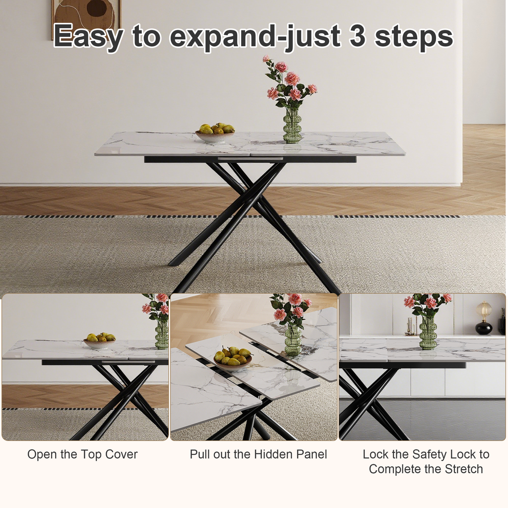 59-inch Modern rectangle Expandable Dining Table