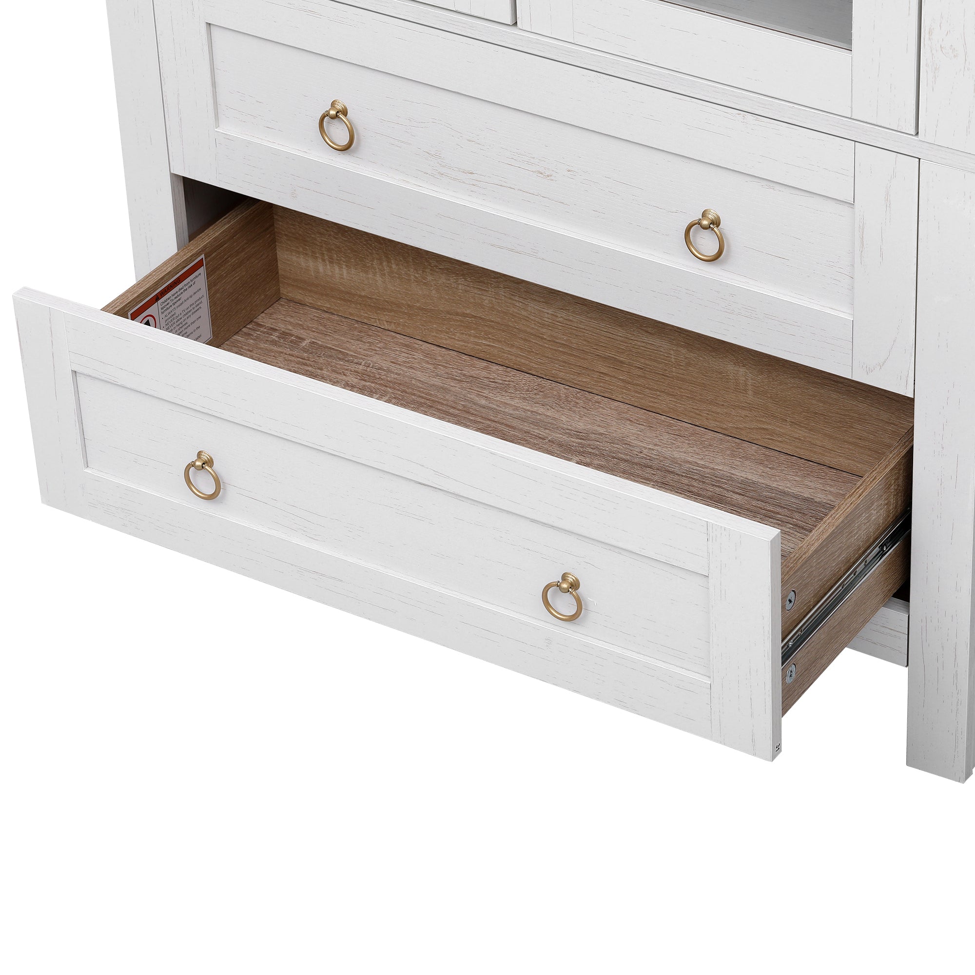 71” Tall Arched Modern Farmhouse Kitchen Pantry Cabinet with 2 Large Drawers