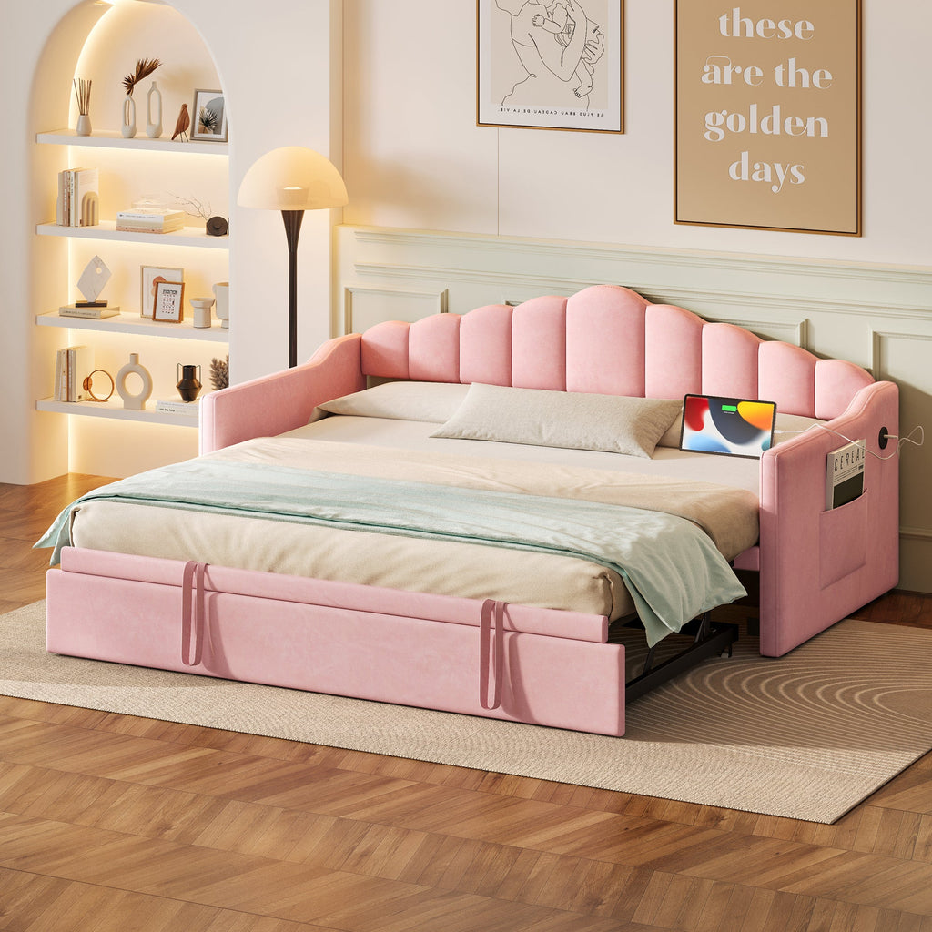 Upholstered Twin Size Daybed with Adjustable Height