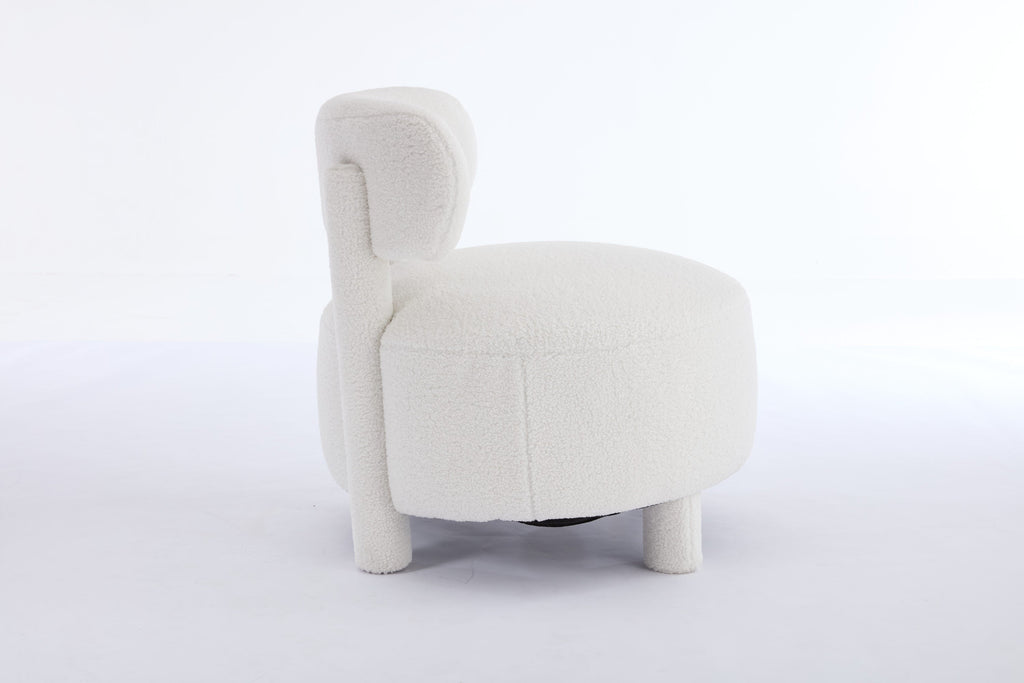 Fur/Teddy Fabric Armless Accent Chair with Curved Backrest