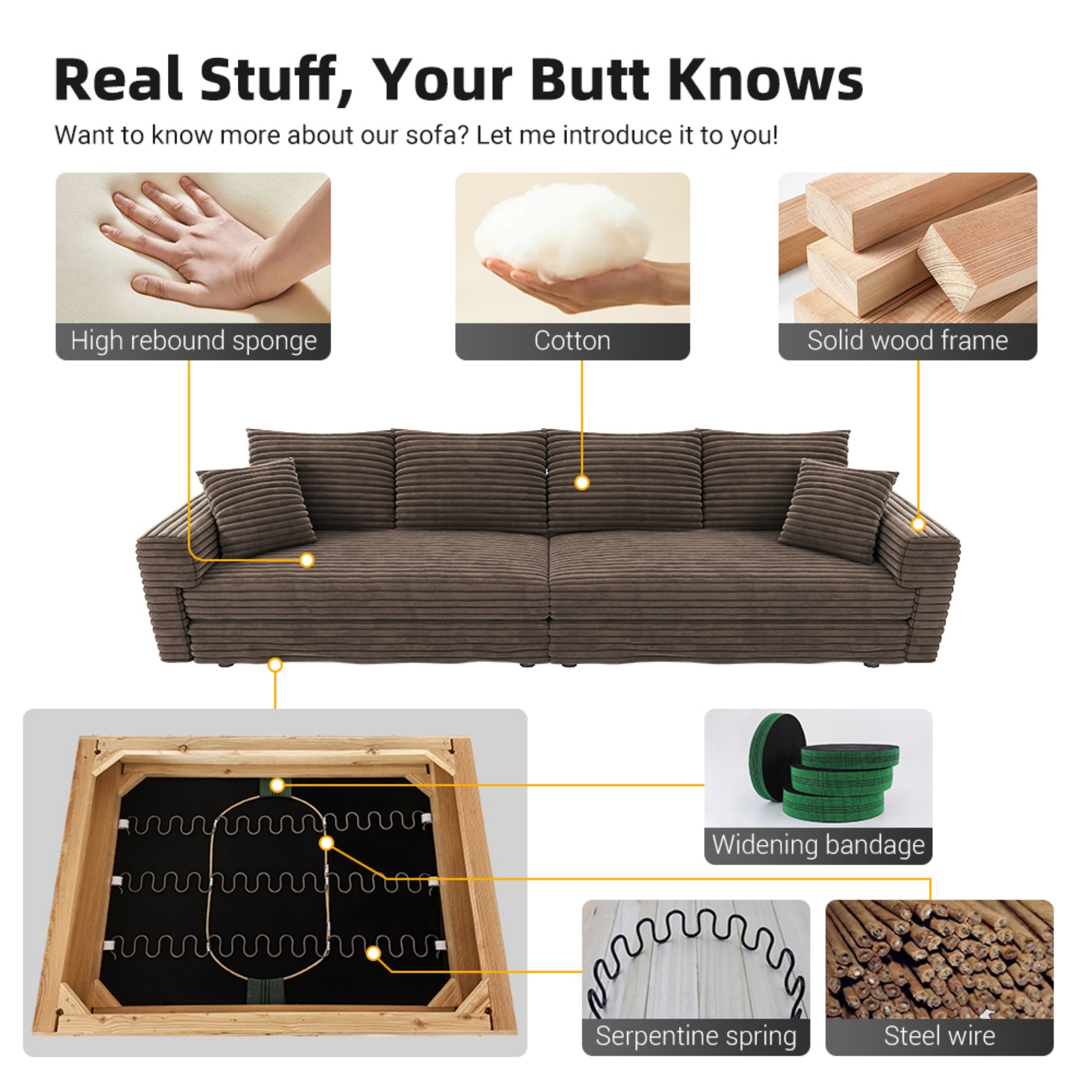 82.7' Modern Comfy Cloud Couch Sofa with Soft Pillows + Ottomans Option