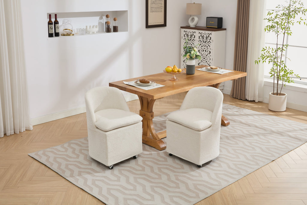 Chenille Fabric Dining Chairs with Universal Wheels