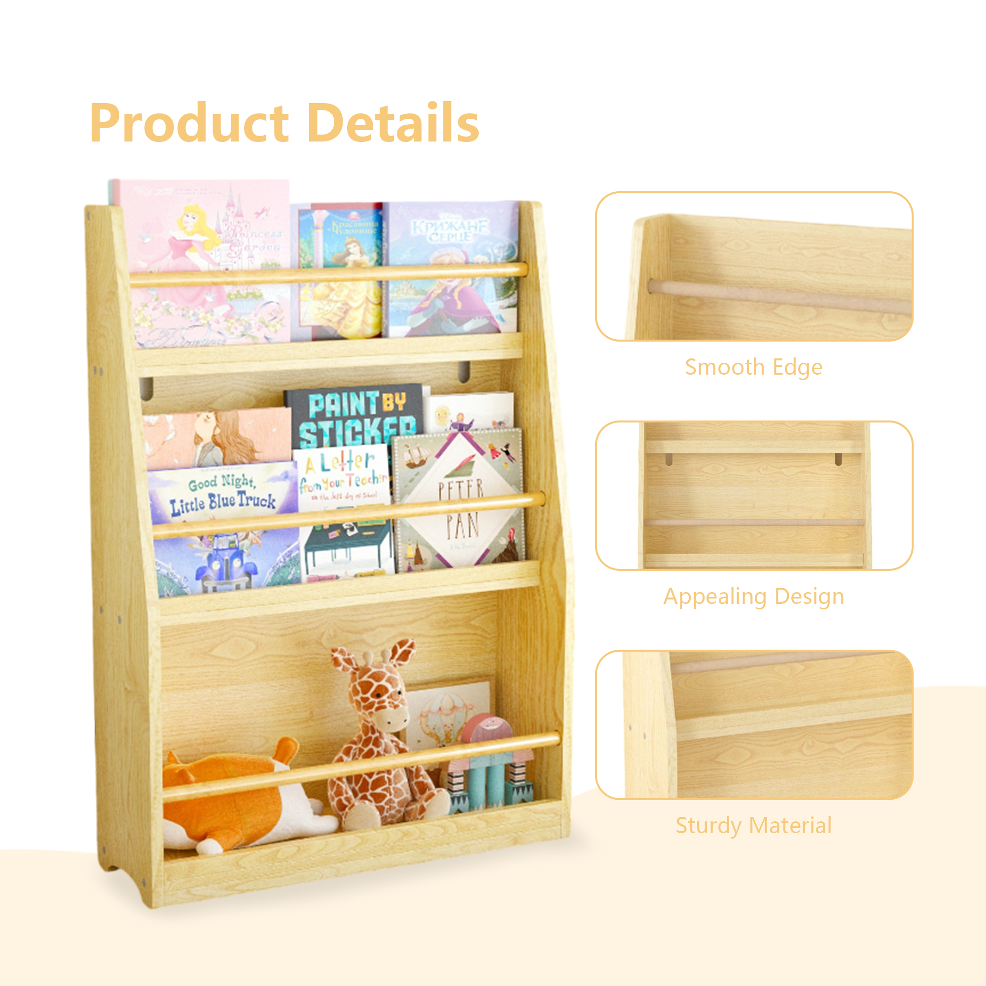3 Tier Montessori Kids Book Display Rack