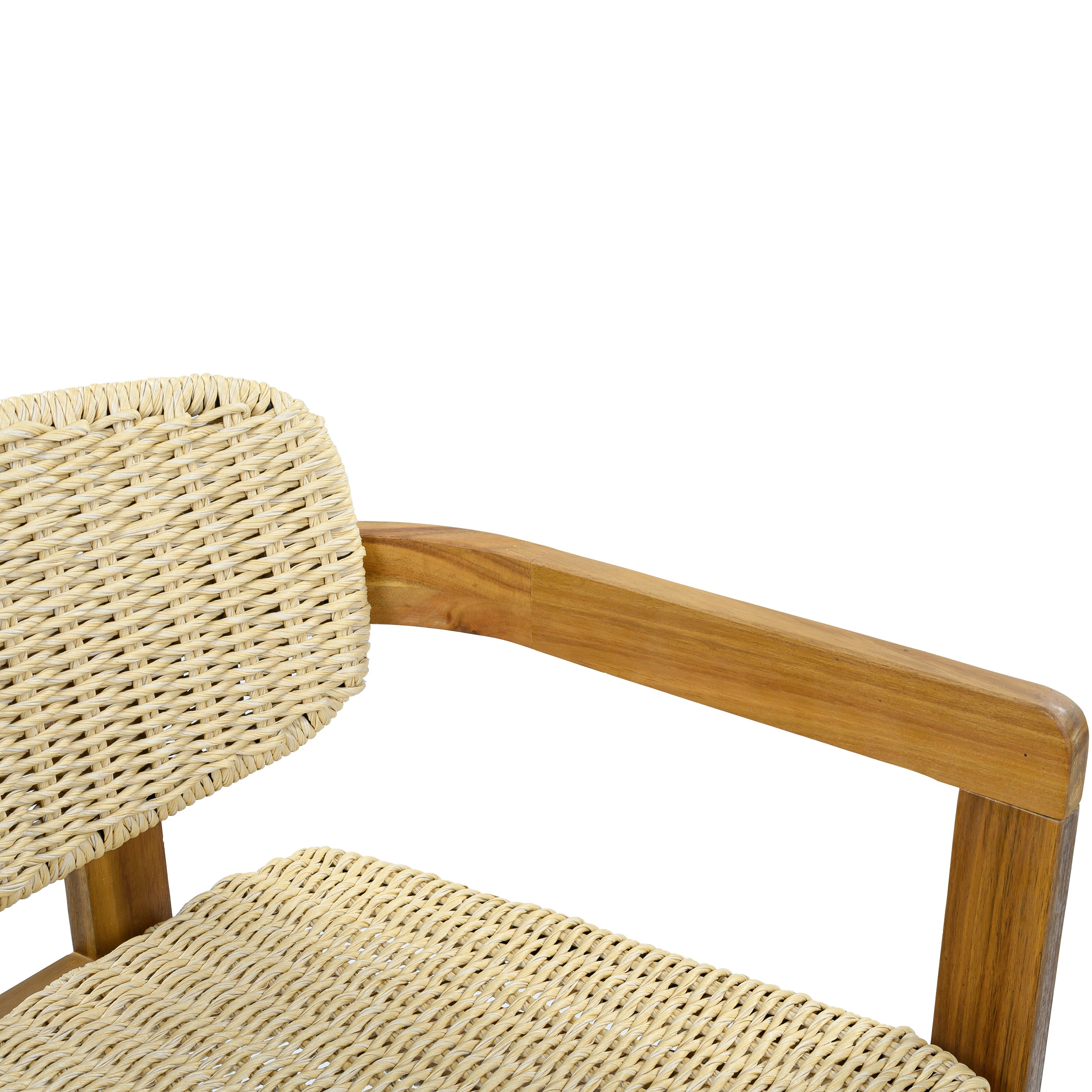 2-seat Woven Outdoor Chairs, Comfy Patio Seating with Elegant Teak Finish