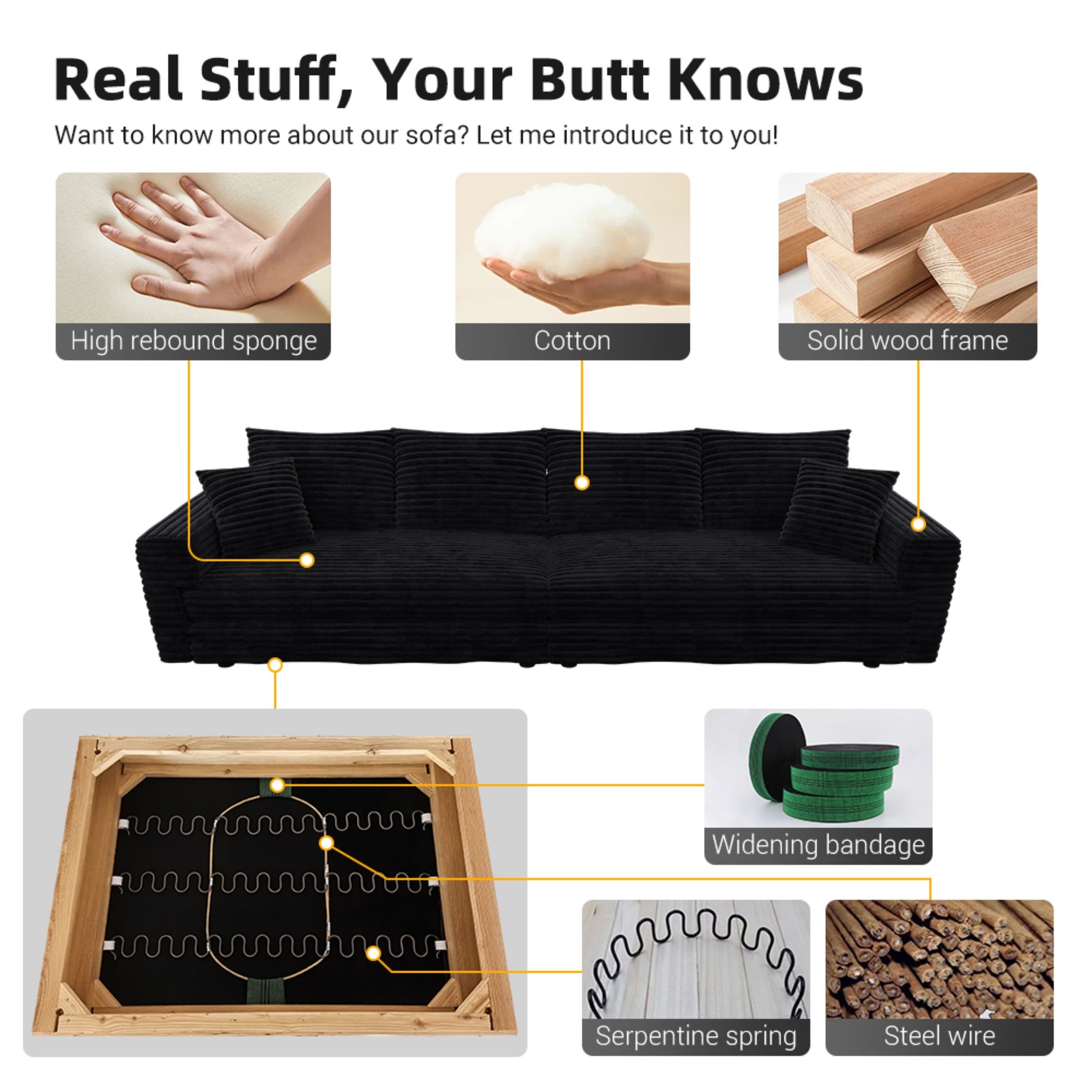 82.7' Modern Comfy Cloud Couch Sofa with Soft Pillows + Ottomans Option