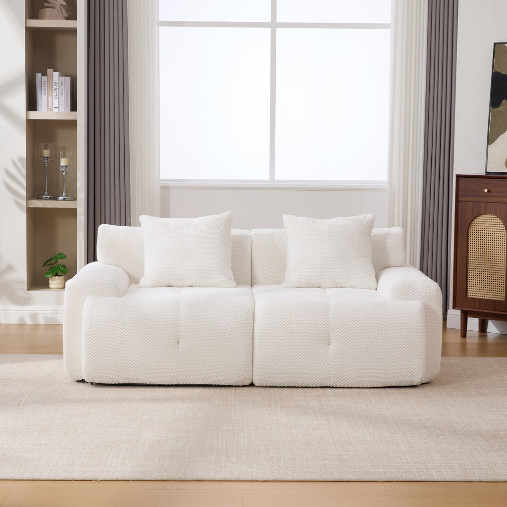 73' Sectional Cloud Convertible Floor Couch with 2 Pillows