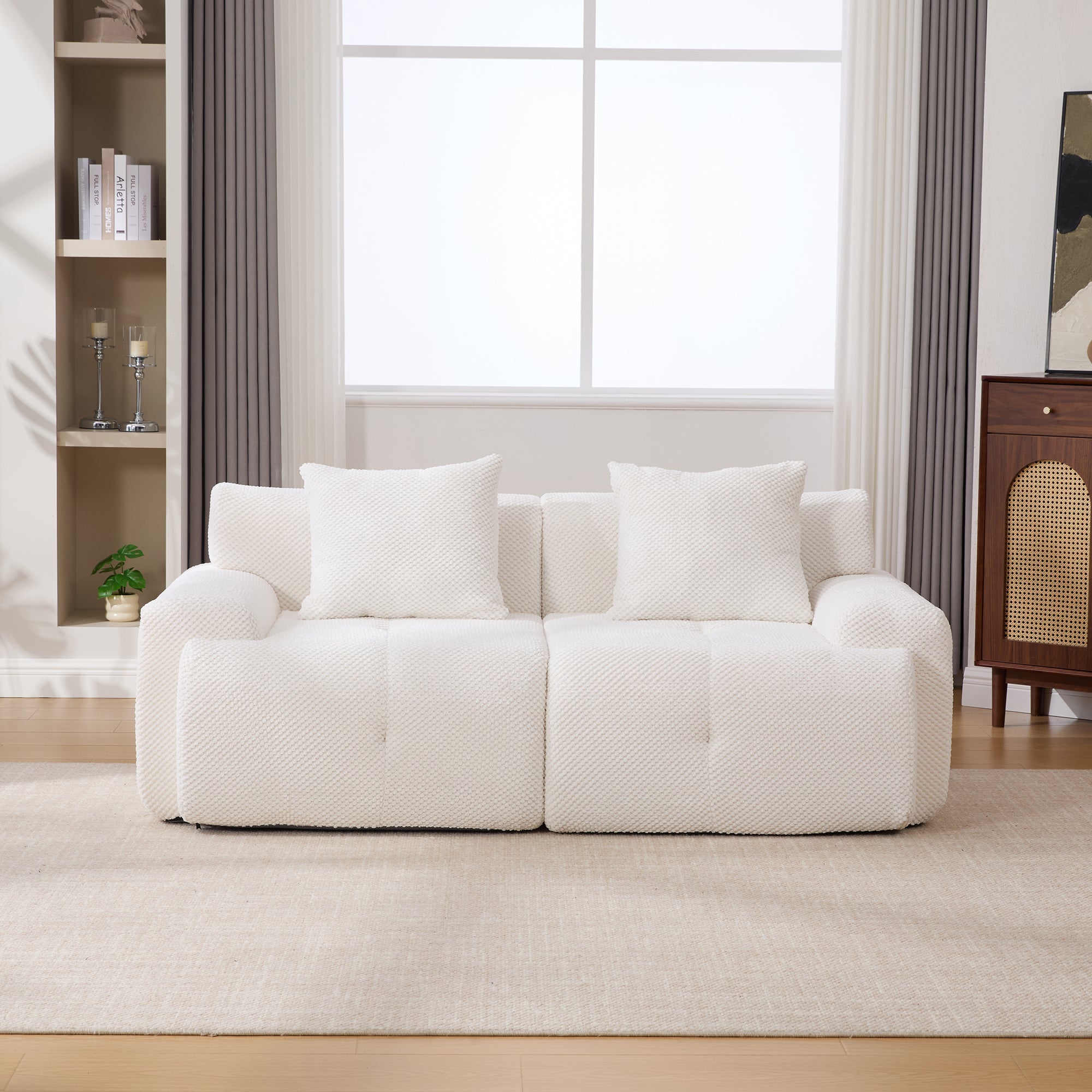 73' Sectional Cloud Convertible Floor Couch with 2 Pillows
