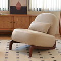 Armless Leather Accent Chair with Solid Wood Legs