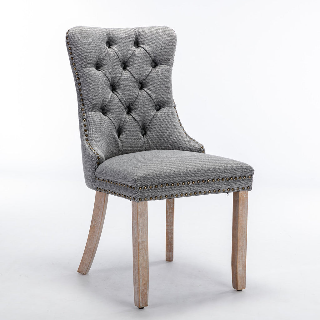 Linen Contemporary Tufted Flax Upholstered Dining Chairs (Set of 2)