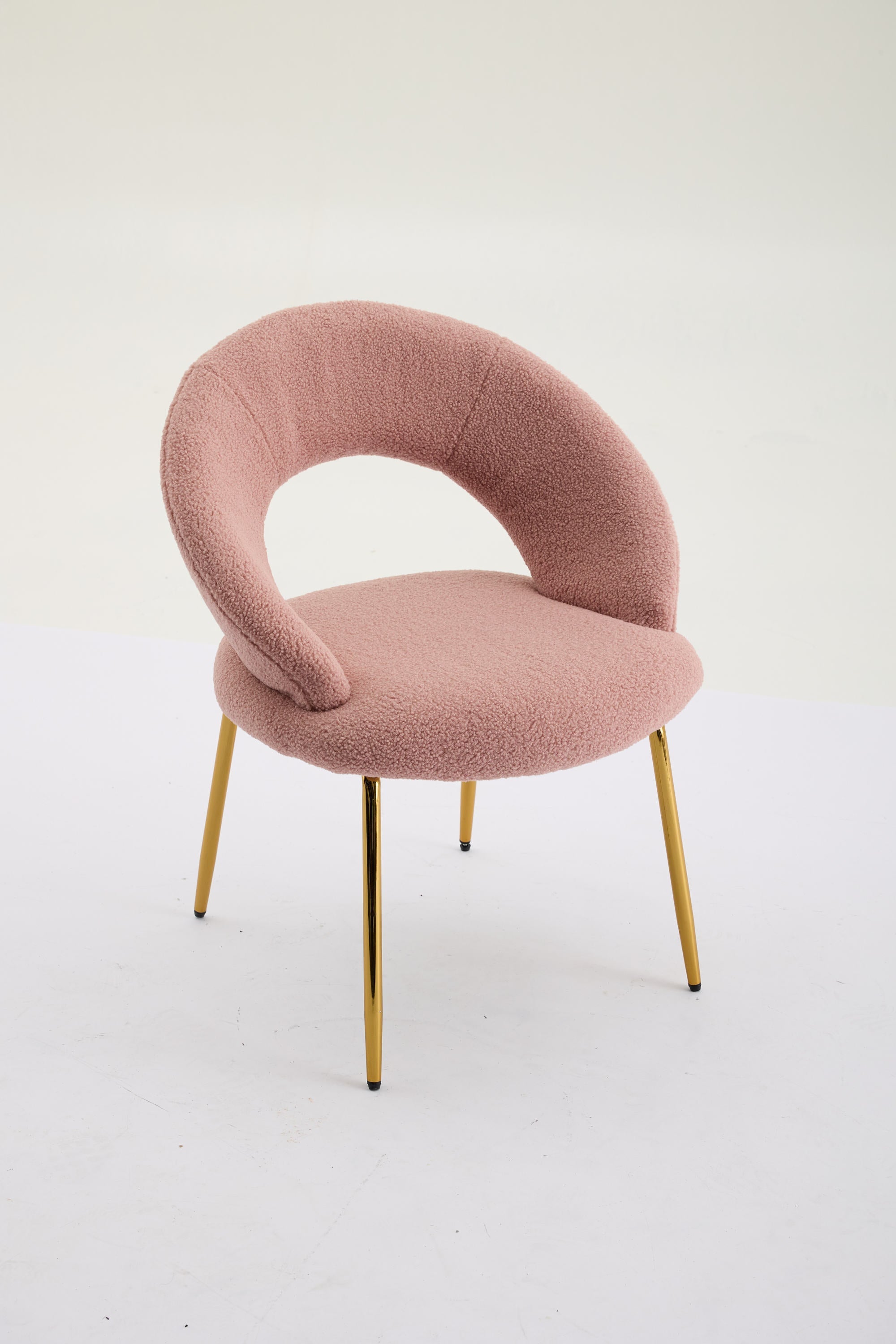 Velvet/Teddy Fabric Dining Chairs with Curved Backrest