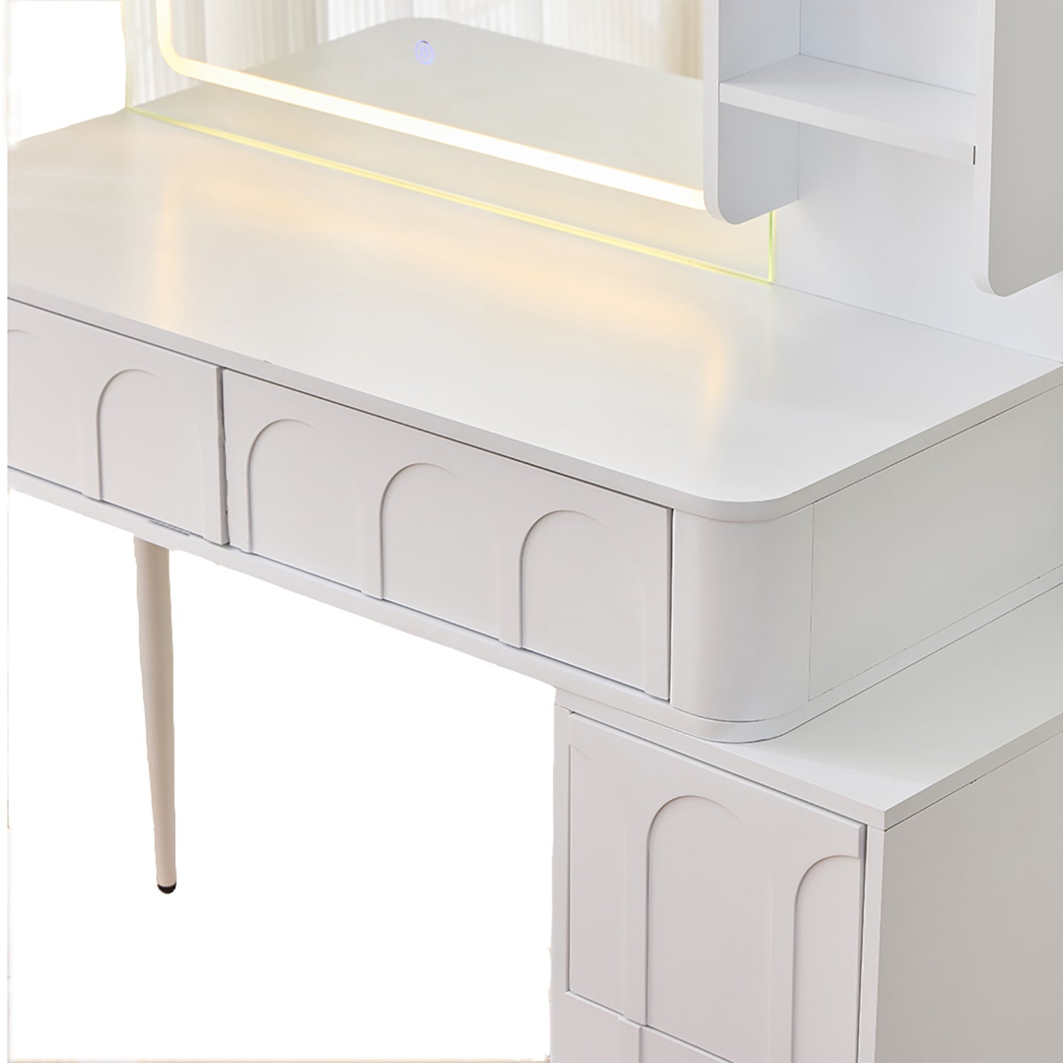 Modern Makeup Vanity Desk with LED Lights and Mirror