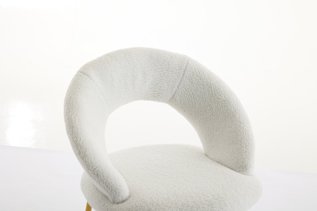 Velvet/Teddy Fabric Dining Chairs with Curved Backrest