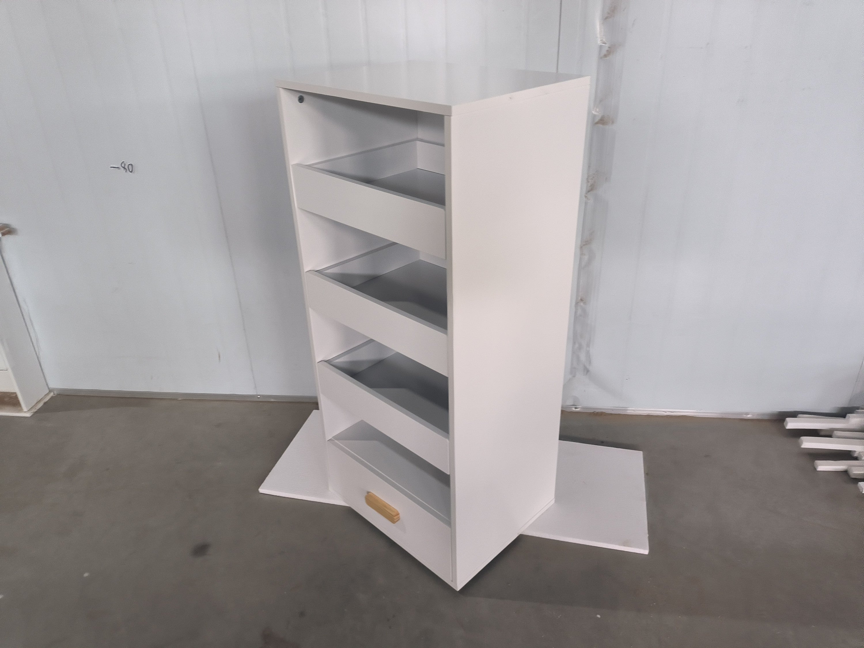 4-Tier Freestanding Bookshelf with 3 Sliding Drawers and 1 Bottom Drawer