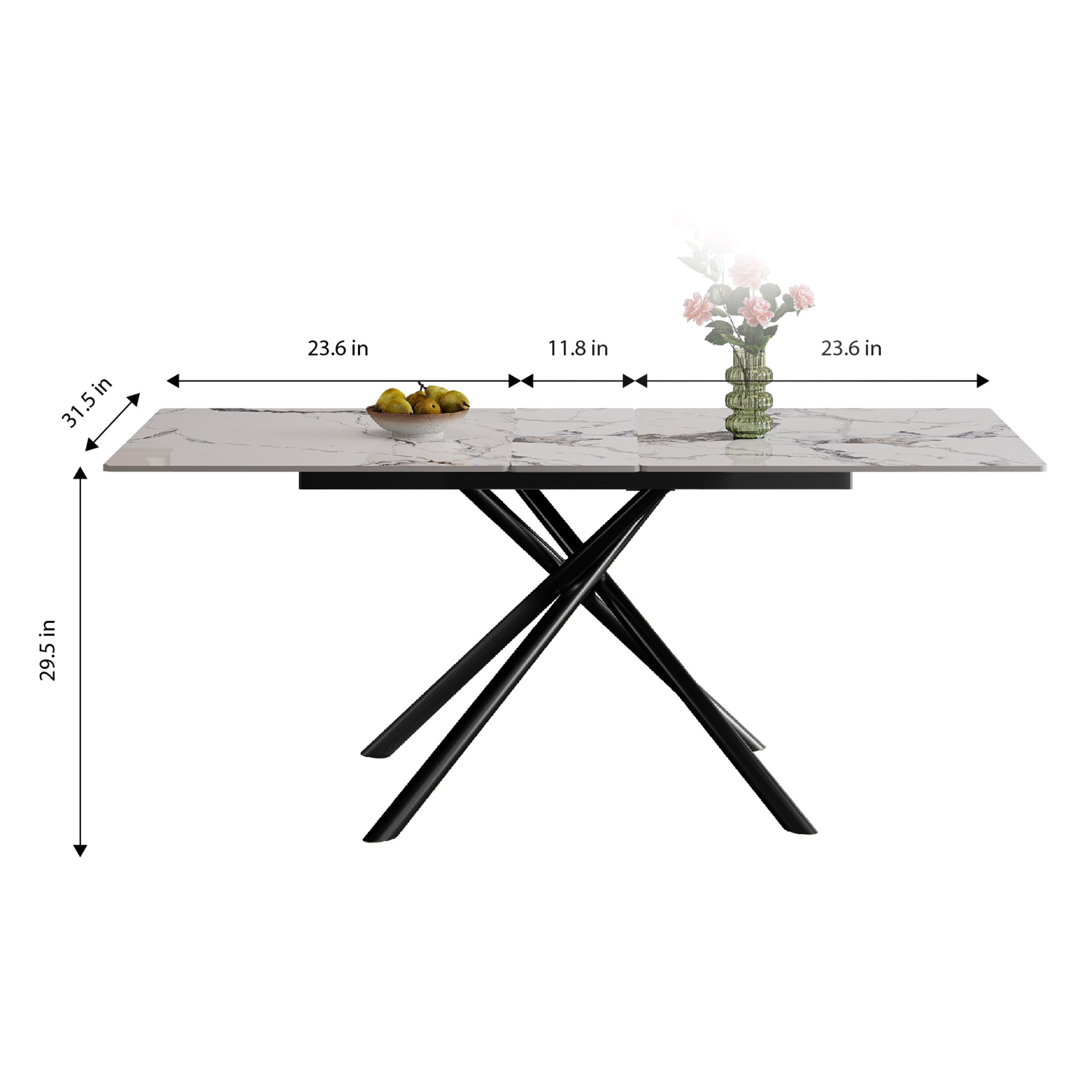 59-inch Modern rectangle Expandable Dining Table