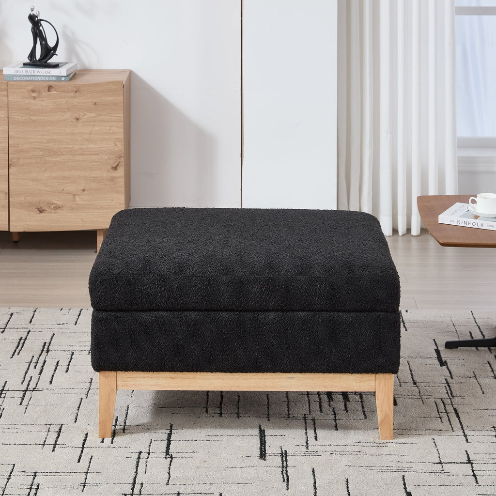 33.86'W Upholstered Wood Base Storage Ottoman