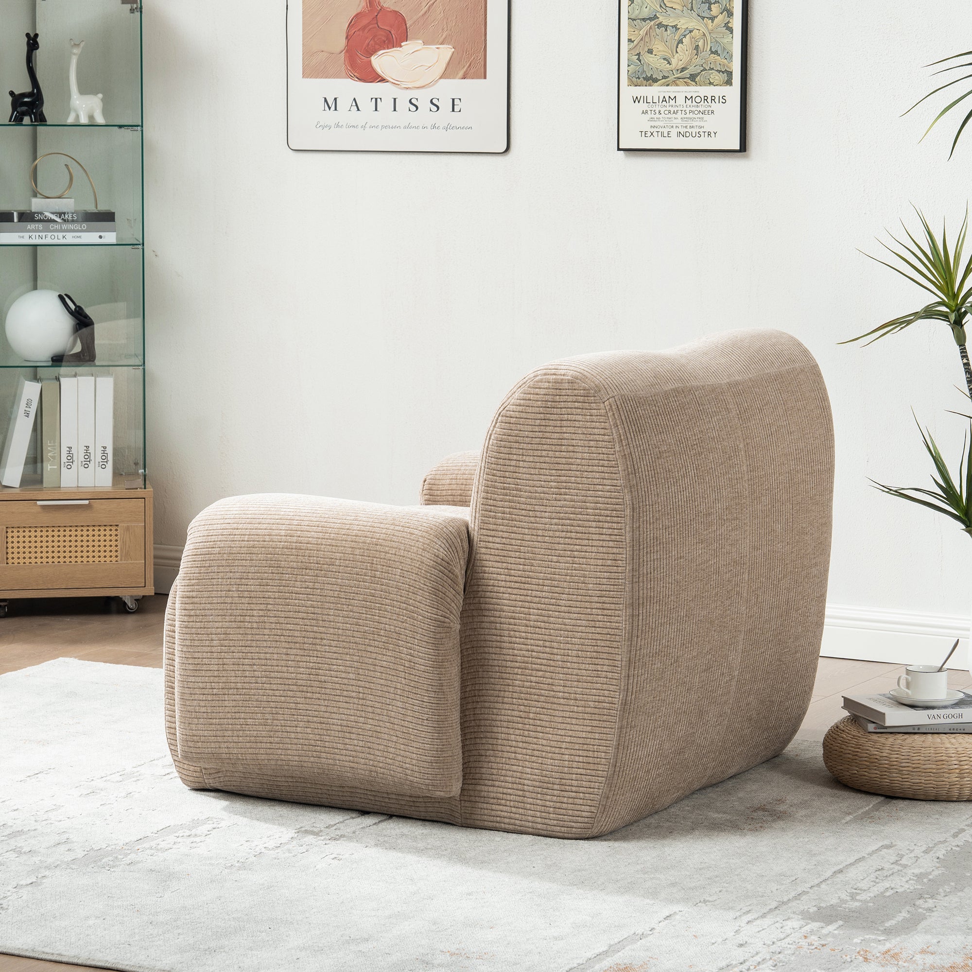 Modern Chenille Vertical Stripe Accent Chair