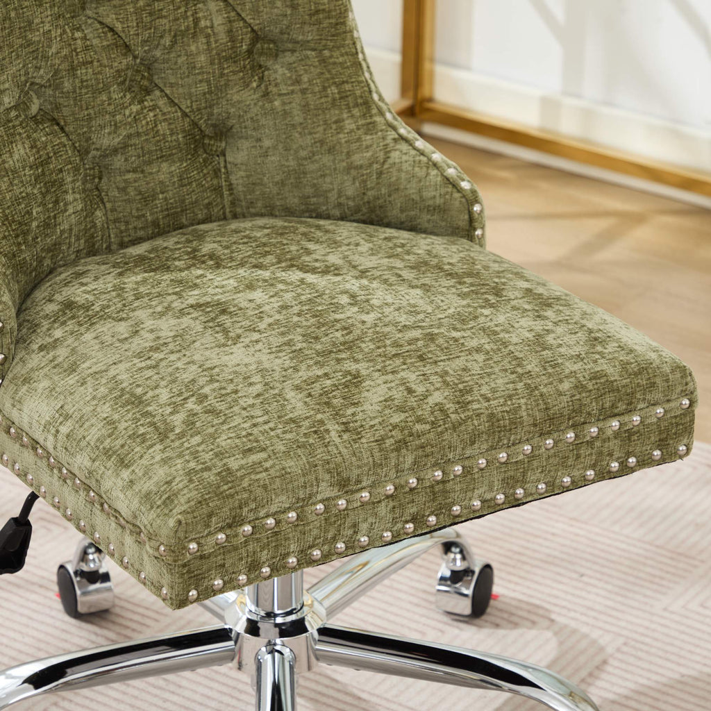 Modern Chenille Upholstered Tufted Button Home Office Chair