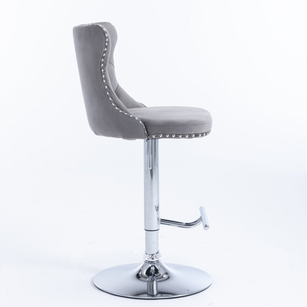 25-33 Inch Modern Velvet Swivel Barstools (Set of 2)