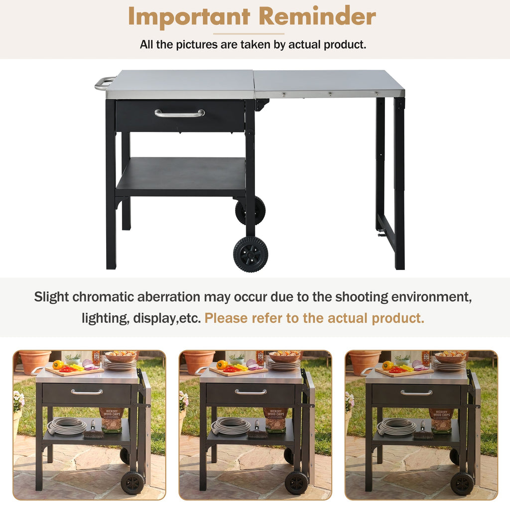 Foldable BBQ cart with storage, portable for backyard & patio cooking