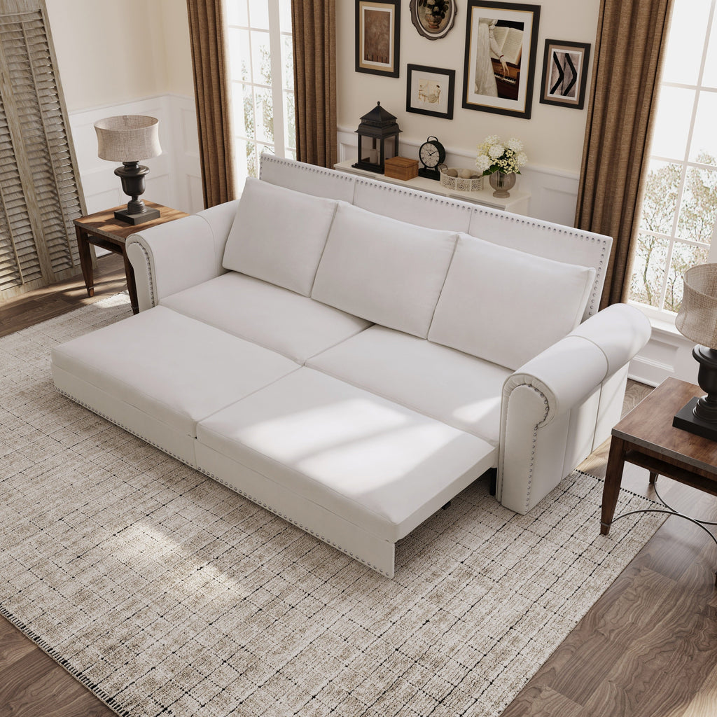 93.7' King Velvet Convertible Sleeper Sofa