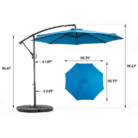 10ft Offset Patio Umbrella w/Tilt & Polyester Shade & 8 Ribs – No Base
