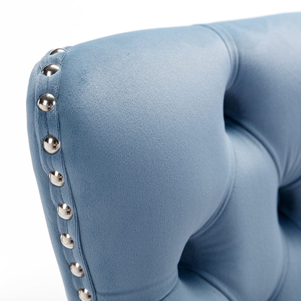 Luxury Elegant Nailhead Trim Tufted Velvet Bar Stools (Set of 2)