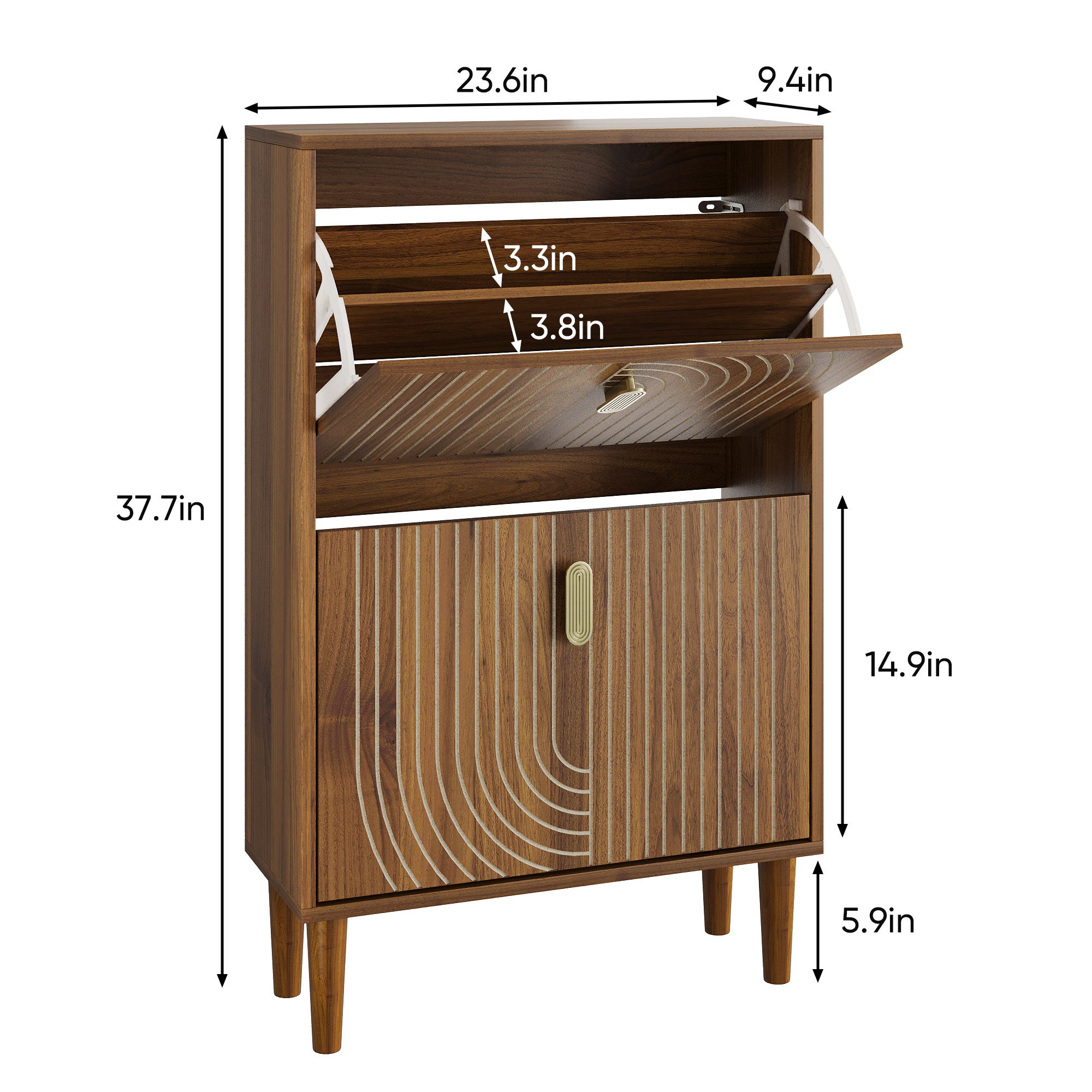 Modern Minimalist Shoe Storage Cabinet with 2 Flip Drawers