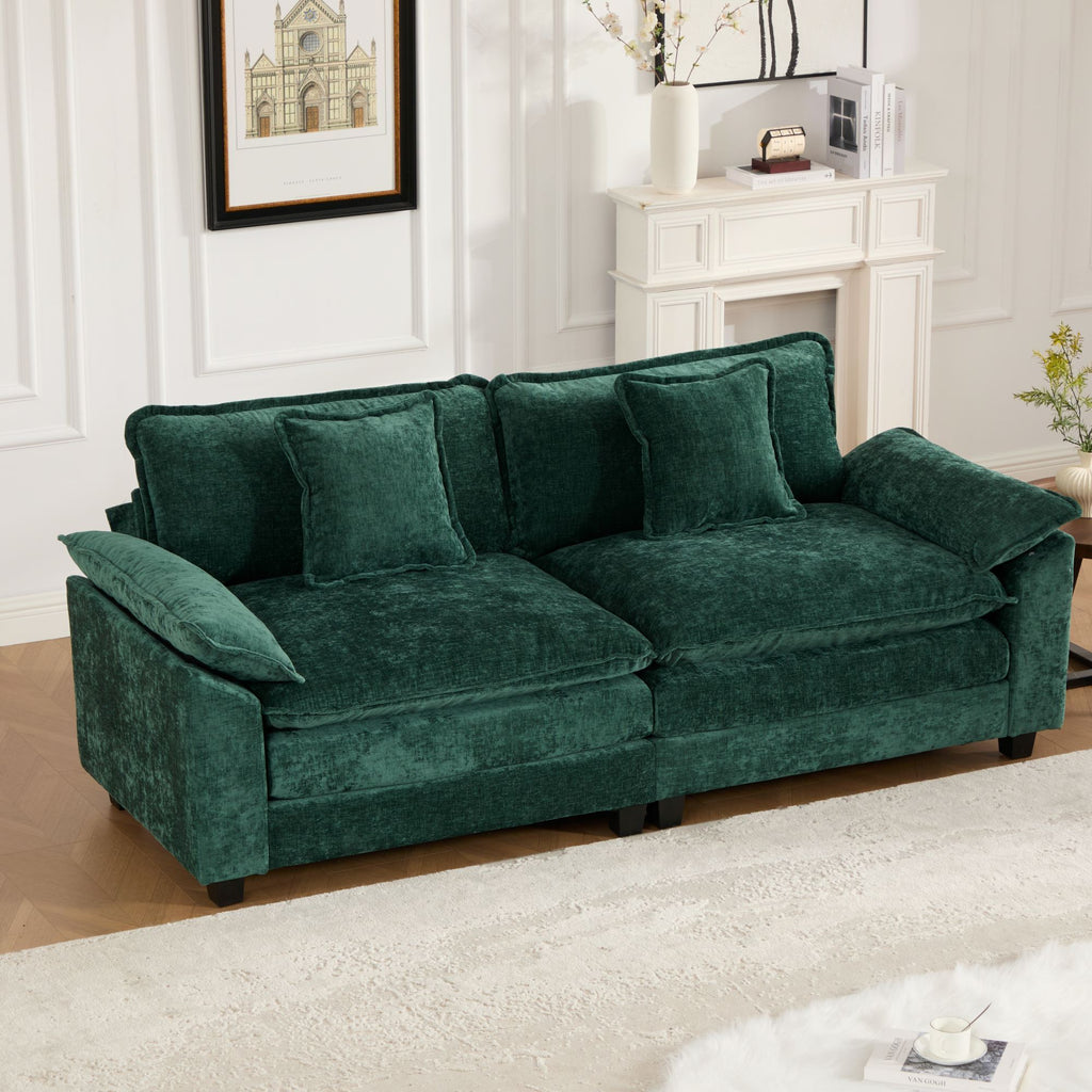 Modern Comfy Upholstered Seat Cushion Sectional Couch (Ottoman is Not Included)