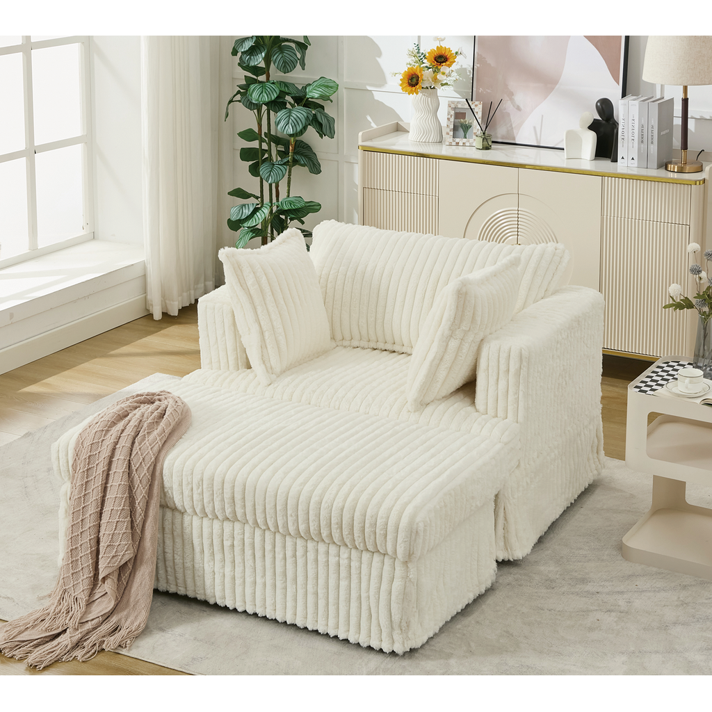 47.7'' Oversized Corduroy Chaise Longue with Ottoman