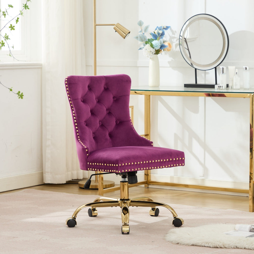 Modern Velvet Upholstered Tufted Button Home Office Chair