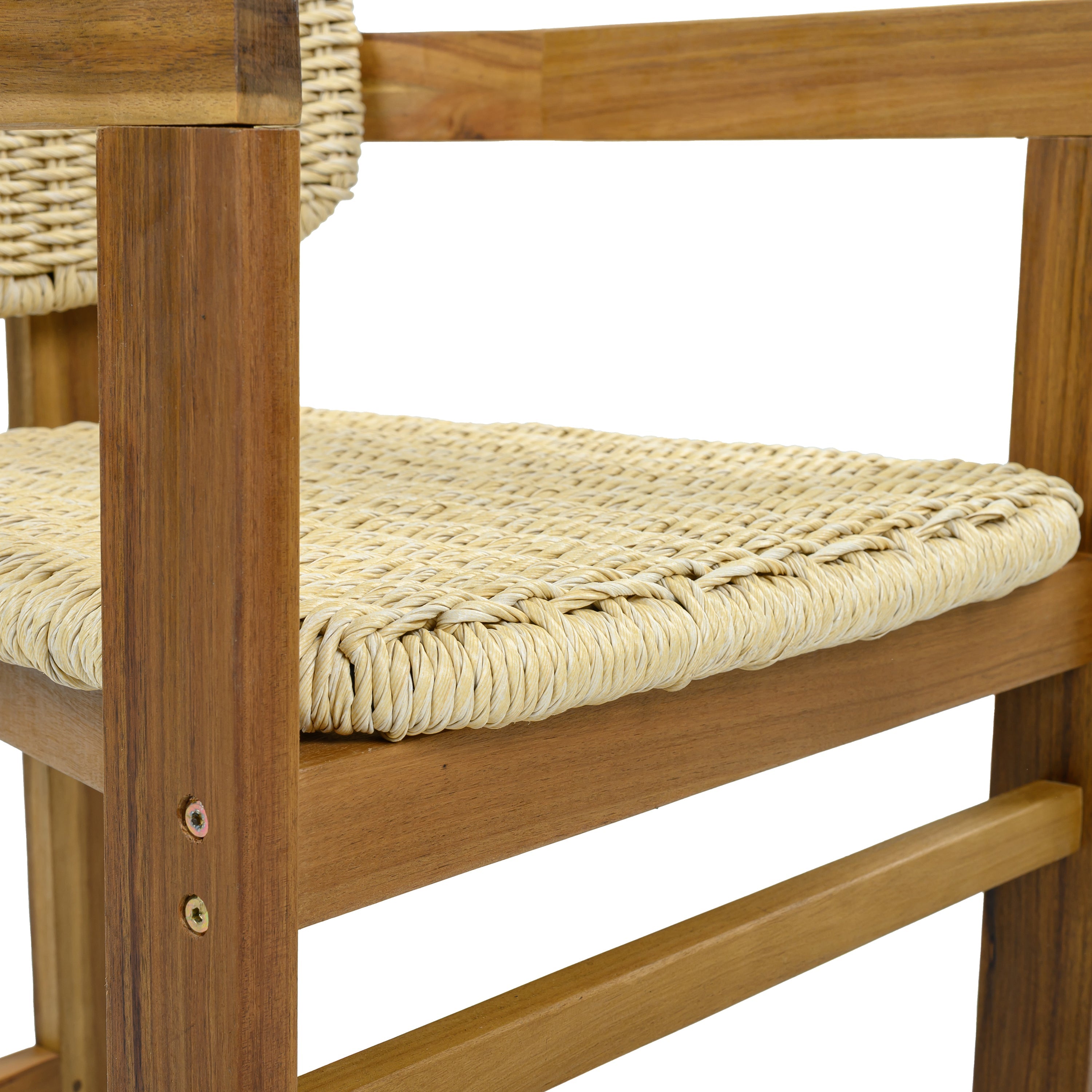 2-seat Woven Outdoor Chairs, Comfy Patio Seating with Elegant Teak Finish