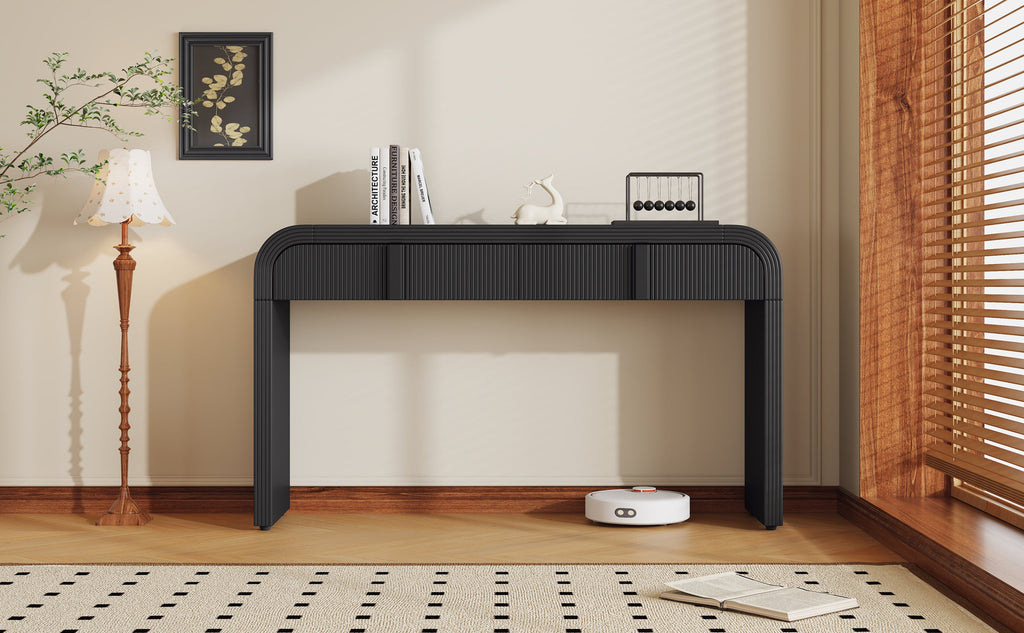 Modern Console Fluted Entryway Table with Rounded Silhouette