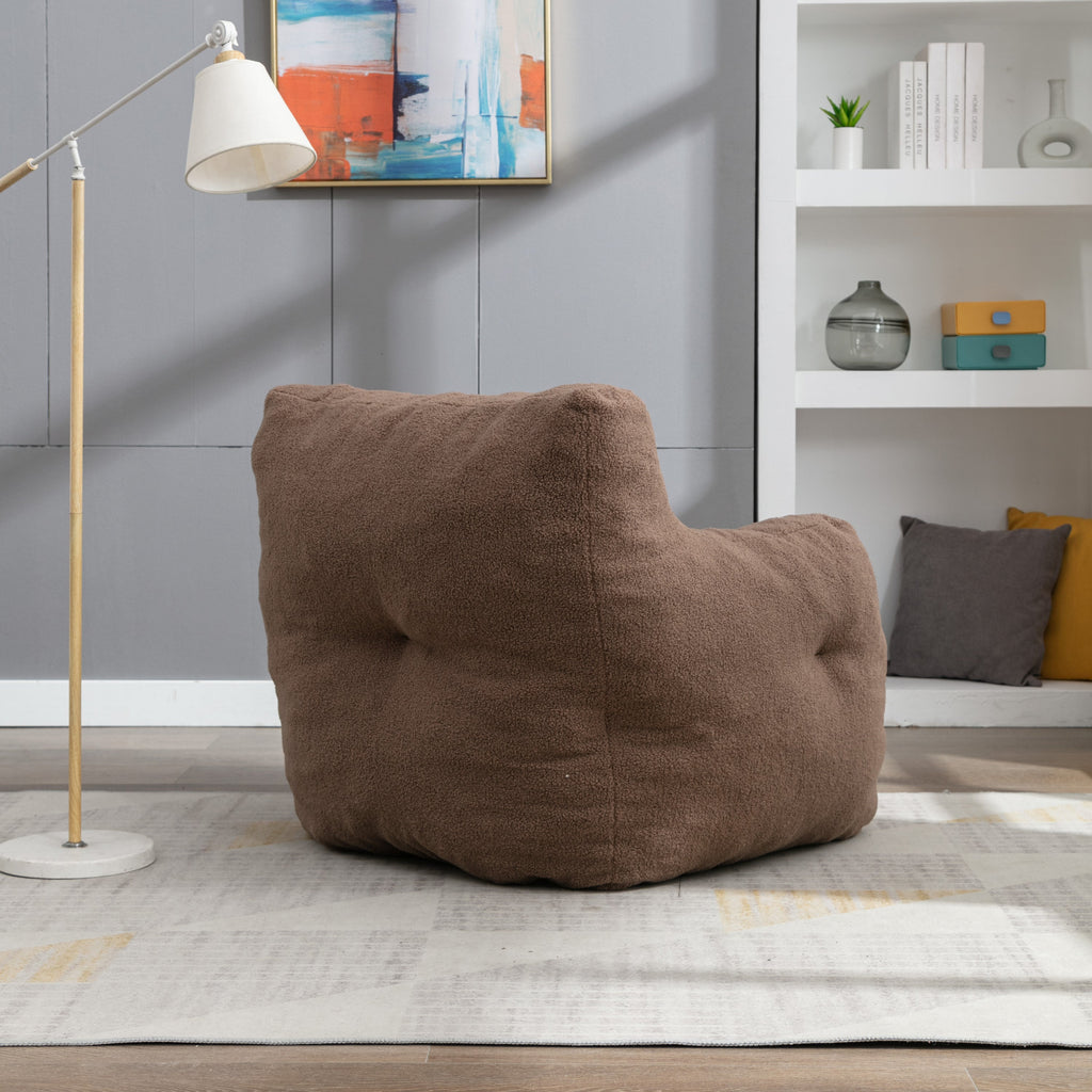 Teddy Fabric Tufted Foam Bean Bag Chair with Memory Sponge