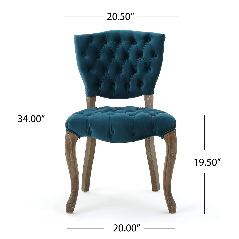 Traditional European Style Tufted Velvet Dining Chairs（Set of 2）