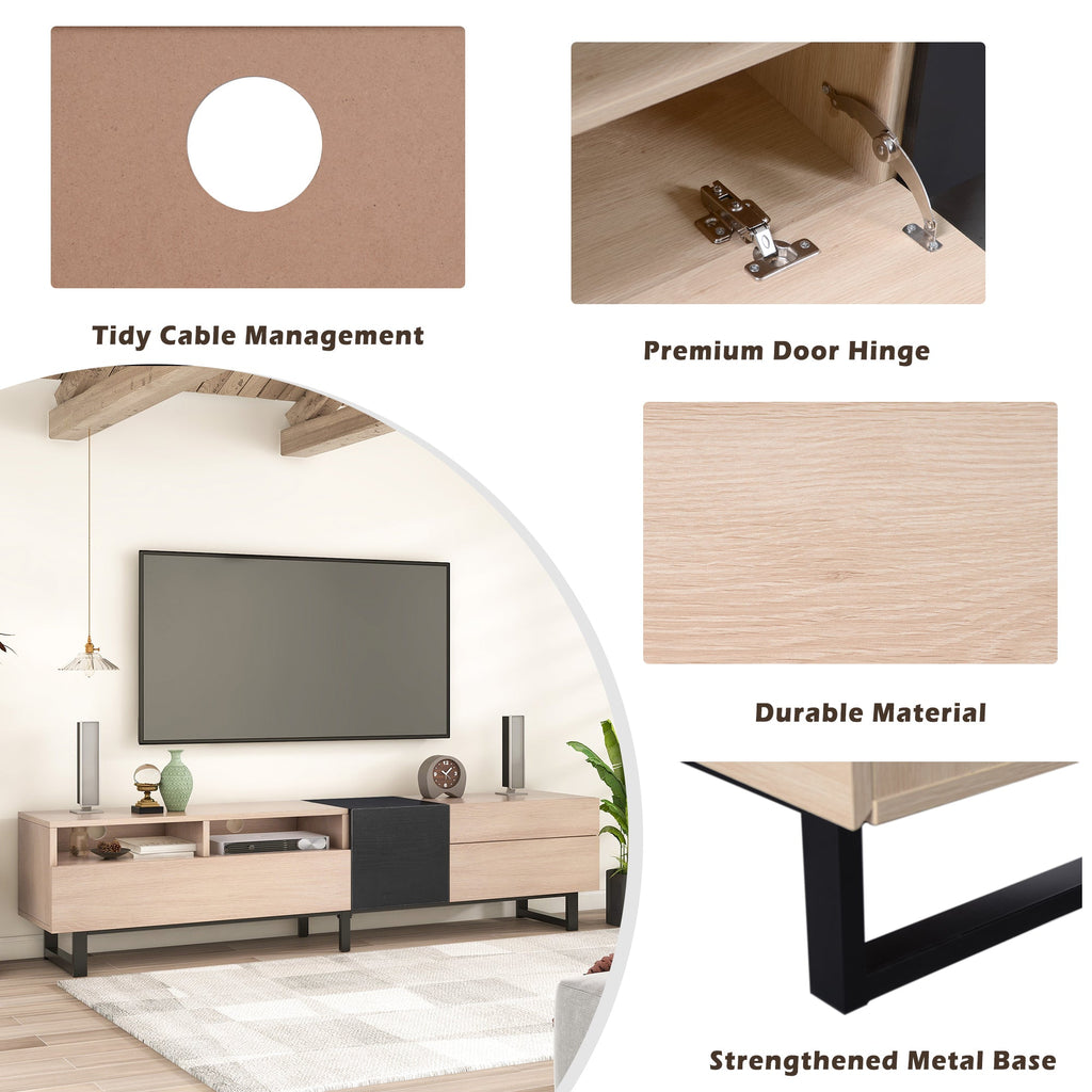 Modern TV Stand for 80'' TV with Double Storage Space