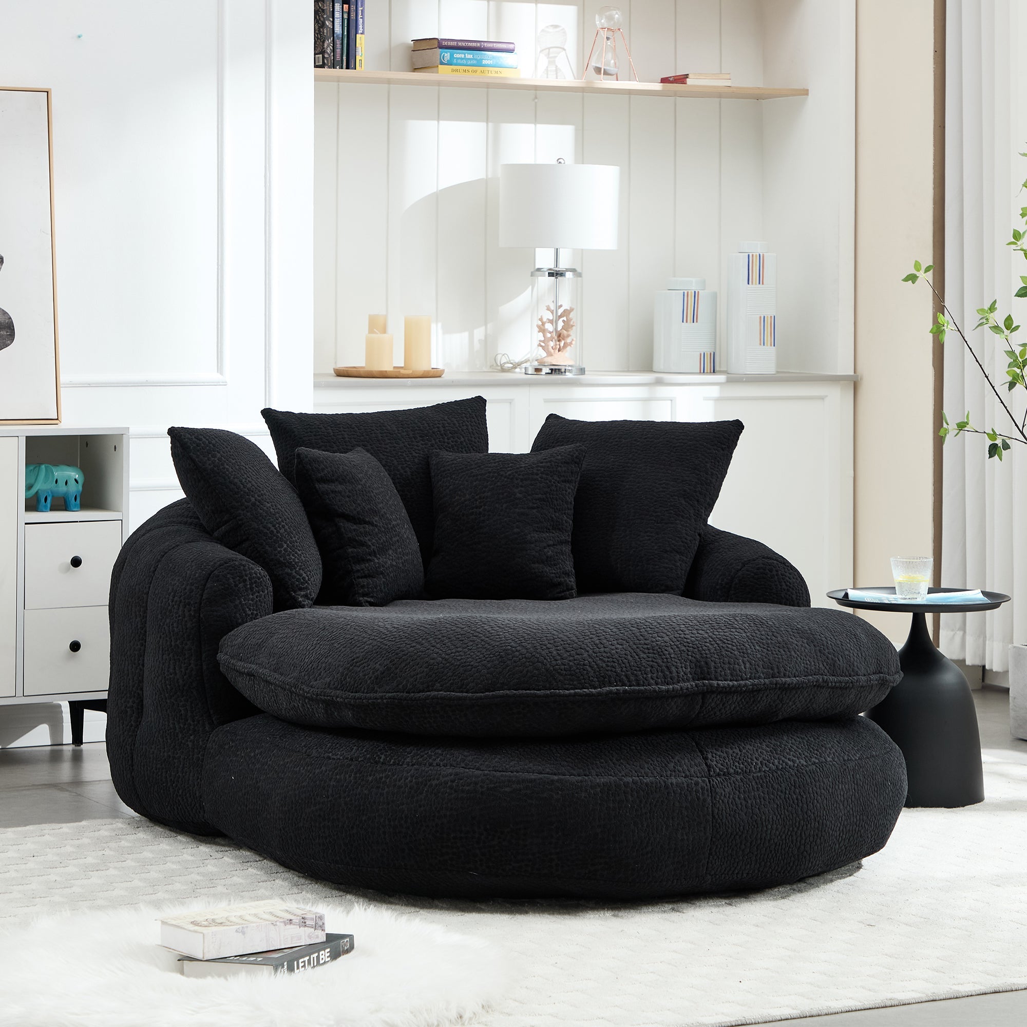 Oversized Oval Upholstered Bean Bag Sofa