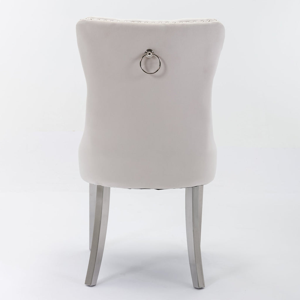 Modern High-end Tufted Solid Wood Velvet Dining Chairs (Set of 2)
