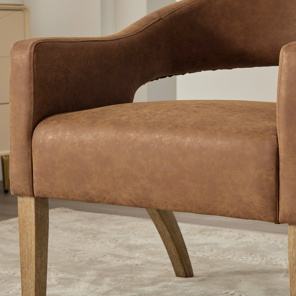 Modern Mid-Century PU Upholstered Open Back Armchair