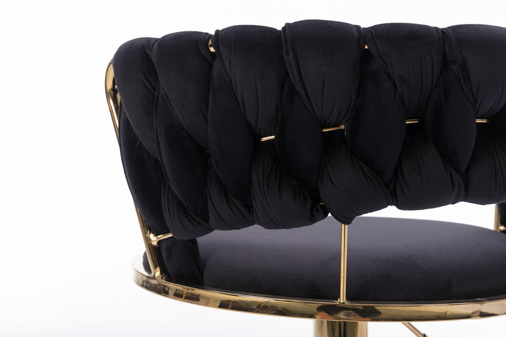 Swivel Height Adjustable Velvet Bar Stools with Golden Leg (Set of 2 )