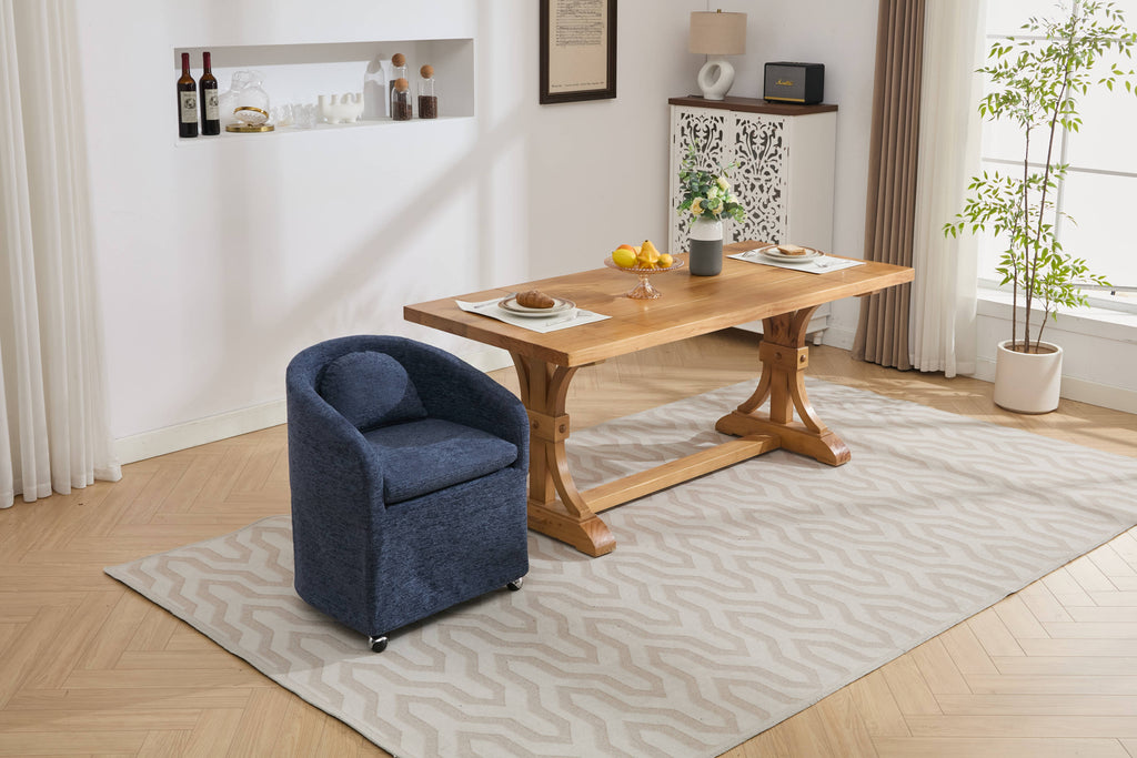 Modern Chenille Fabric Dining Armchair with Back Cushion