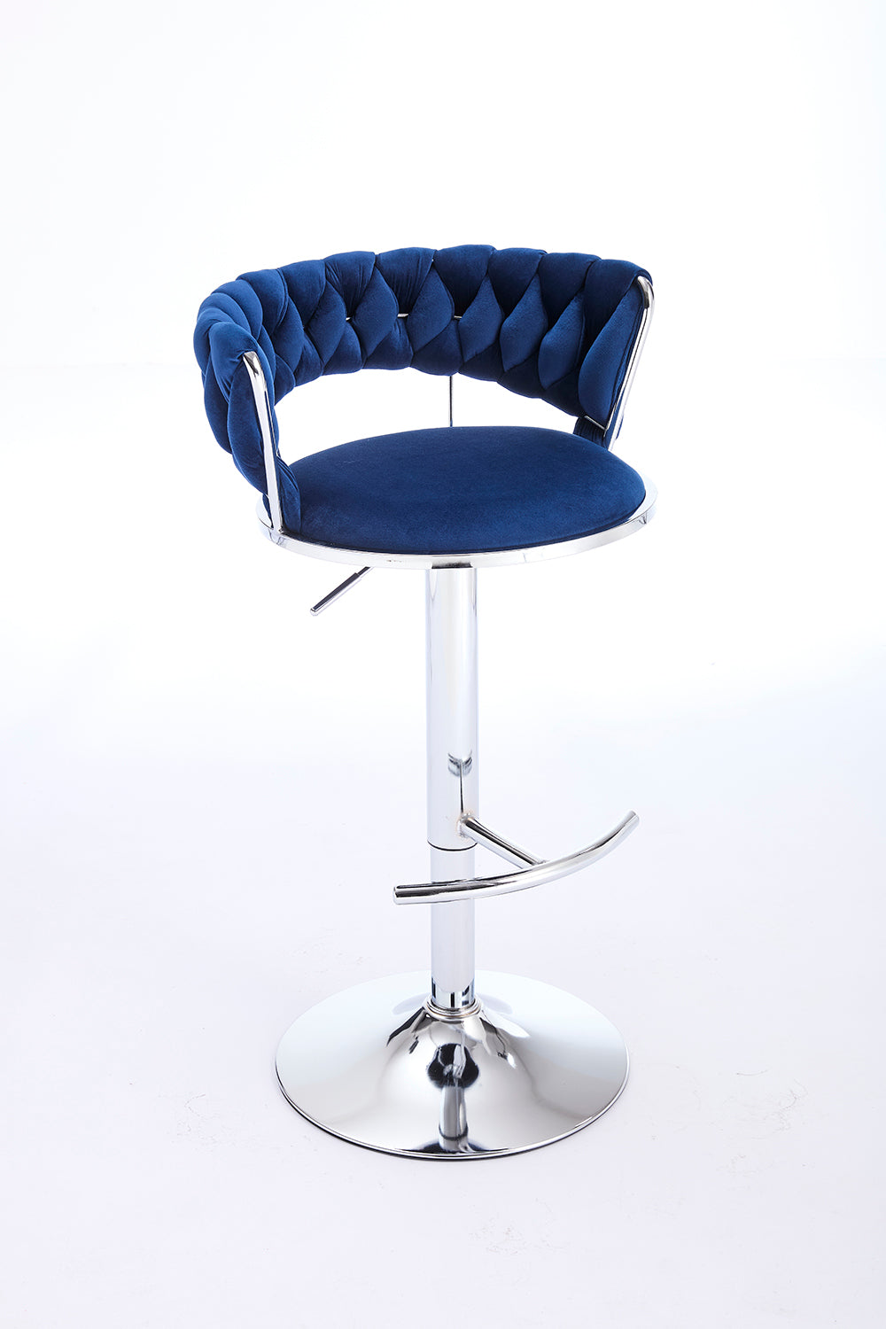 2PCS Metal Bar Stools with Chrome Footrest and Base