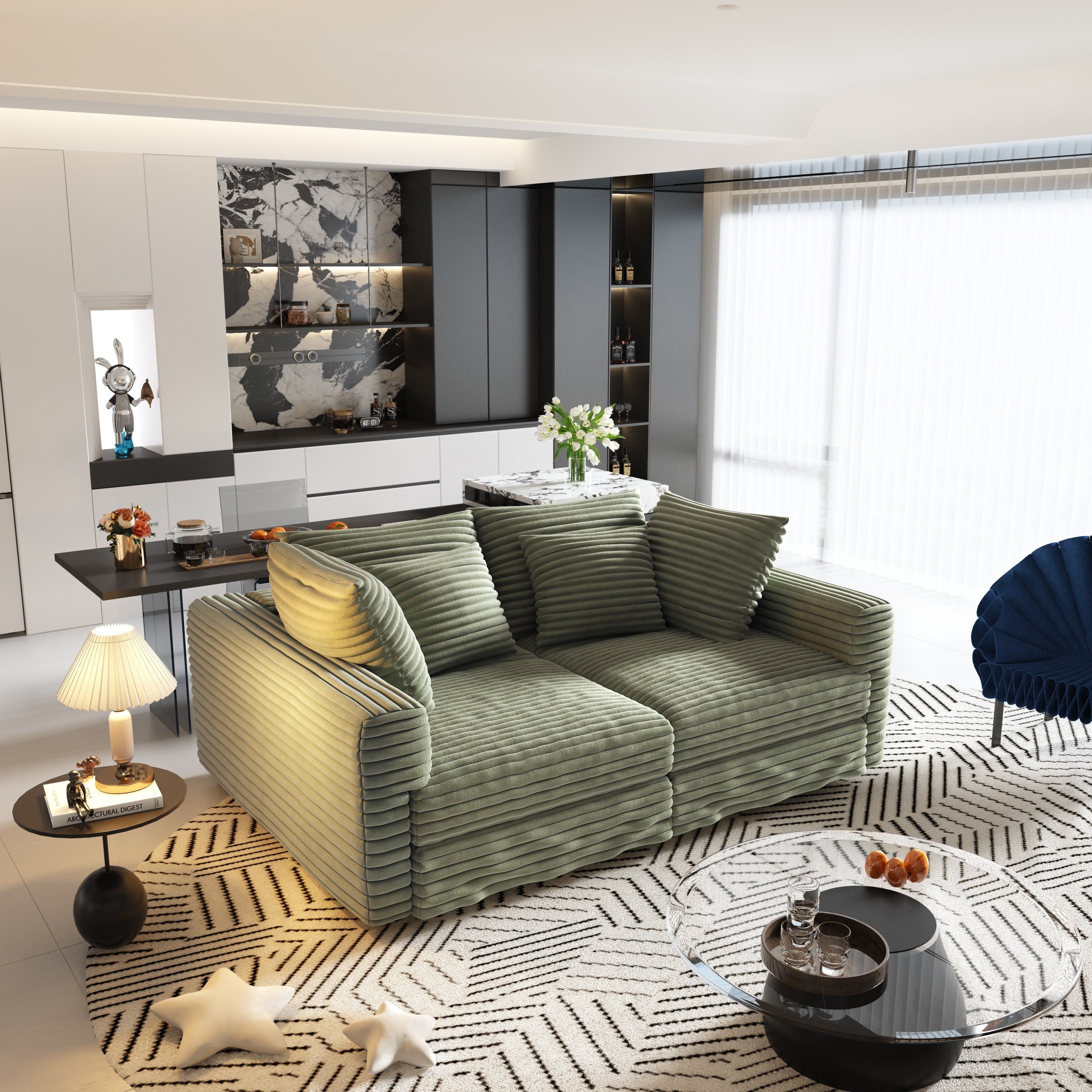 82.7' Modern Comfy Cloud Couch Sofa with Soft Pillows + Ottomans Option