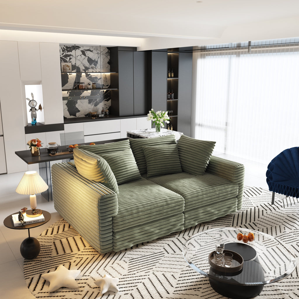 Modern 4 Seat Comfy Upholstered Sofa + Ottoman Option