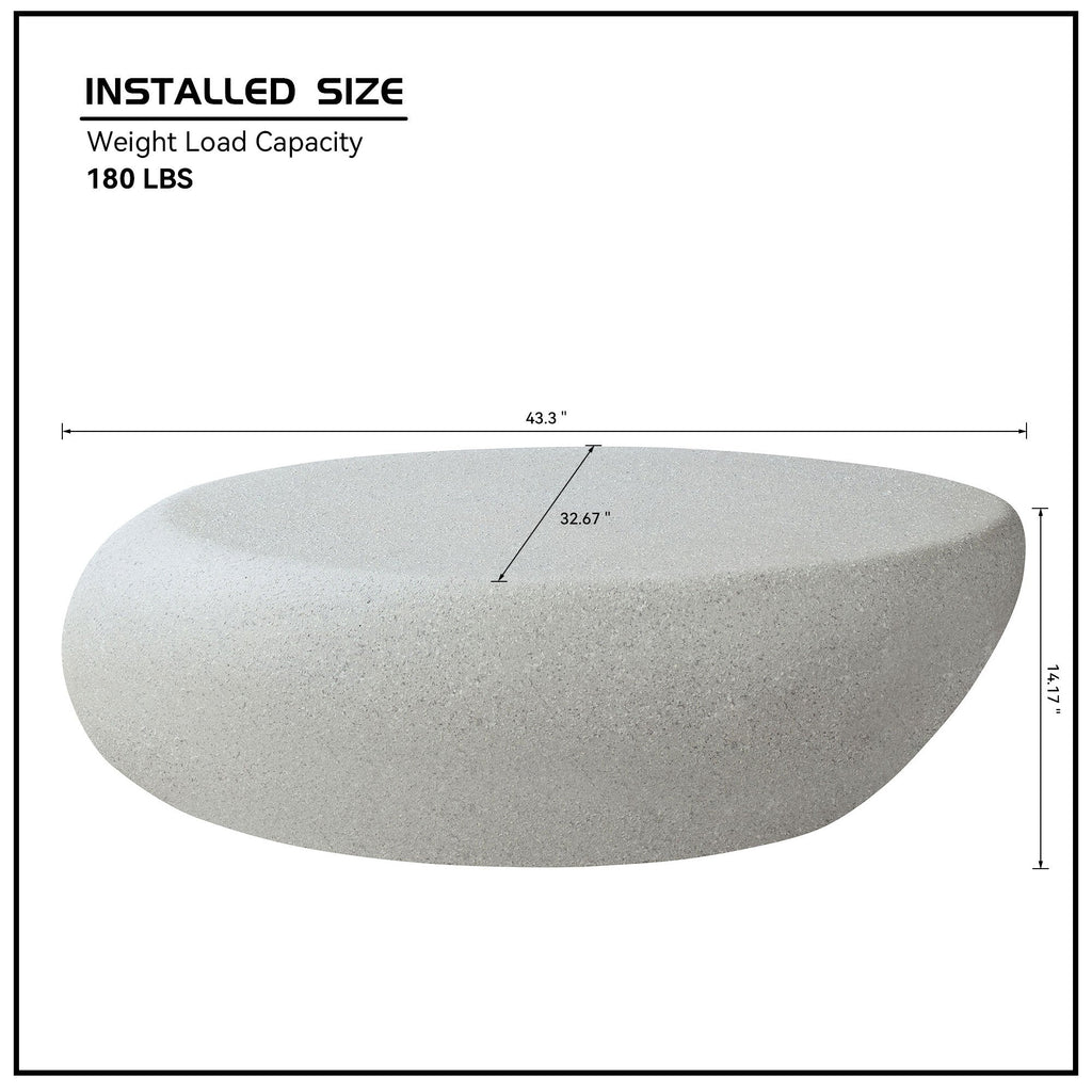 43.31'' Fiberglass Elliptical Coffee Table for Living Room